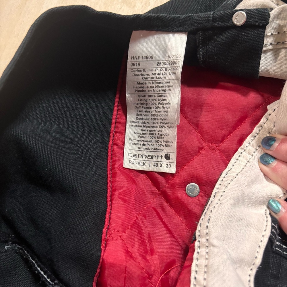 Carhartt Duck Quilt-Lined Zip-to-Thigh Bib Overalls (Style R41-BLK) 2019 40 X 30 - Picture 10 of 10
